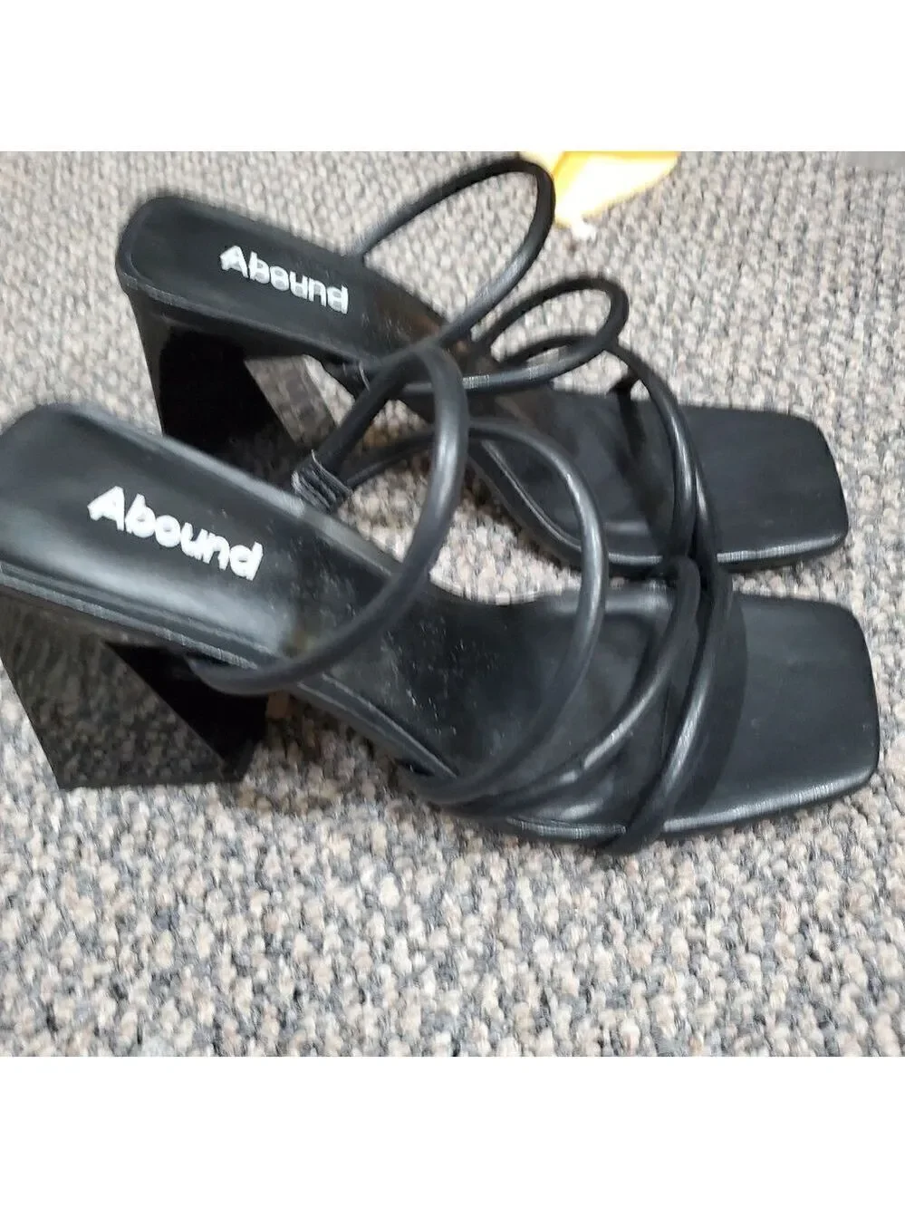Abound Black Strappy Block Heel Mules Size 9